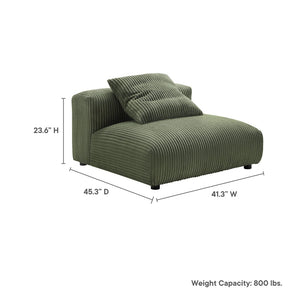 Modway Furniture Solace Modular Corduroy Armless Lounge Chair - Durable, Comfortable, and Perfect for Custom Layouts Fern EEI-6884-FRN