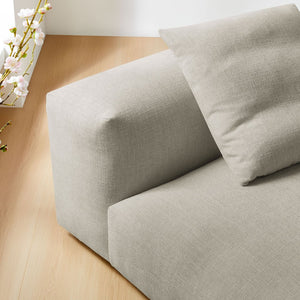 Modway Furniture Solace Modular Upholstered Armless Lounge Chair - Transform Your Space with Comfort & Style Linen EEI-6885-LIN