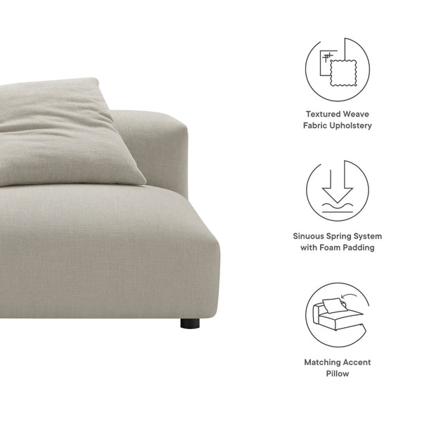 Modway Furniture Solace Modular Upholstered Armless Lounge Chair - Transform Your Space with Comfort & Style Linen EEI-6885-LIN