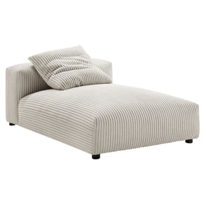 Modway Furniture Solace Modular Corduroy Armless Chaise Lounge – Versatile and Cozy Seating for Any Space Almond EEI-6886-ALM
