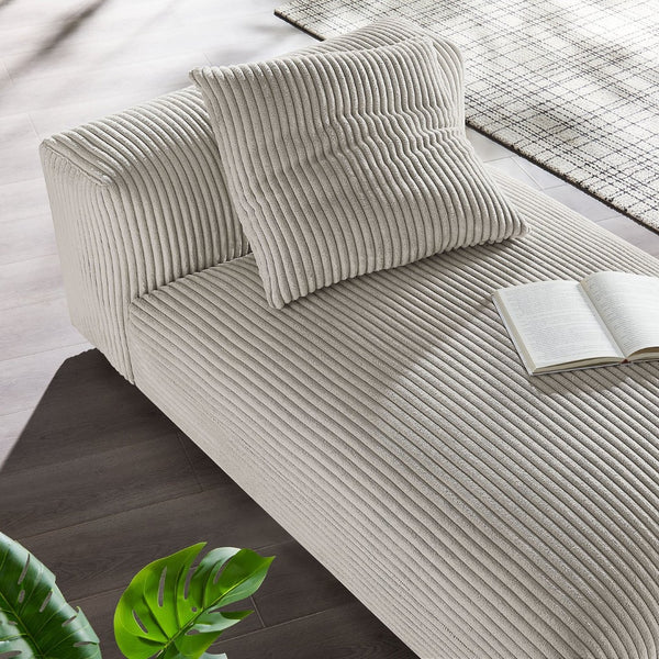 Modway Furniture Solace Modular Corduroy Armless Chaise Lounge – Versatile and Cozy Seating for Any Space Almond EEI-6886-ALM