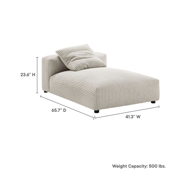 Modway Furniture Solace Modular Corduroy Armless Chaise Lounge – Versatile and Cozy Seating for Any Space Almond EEI-6886-ALM