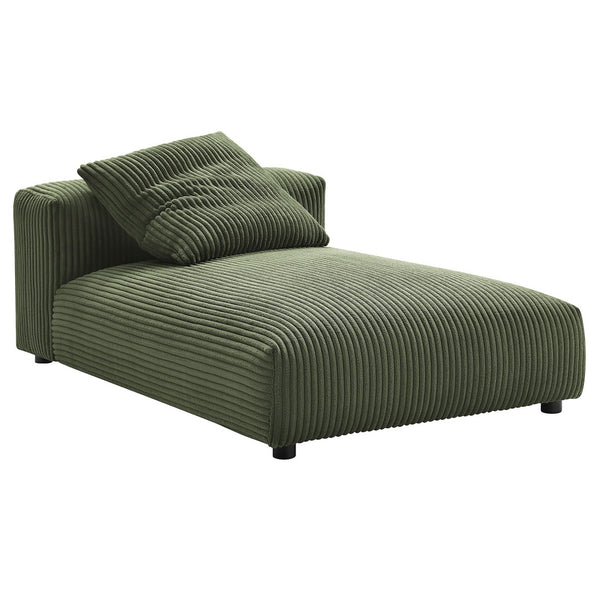 Modway Furniture Solace Modular Corduroy Armless Chaise Lounge – Versatile and Cozy Seating for Any Space Fern EEI-6886-FRN