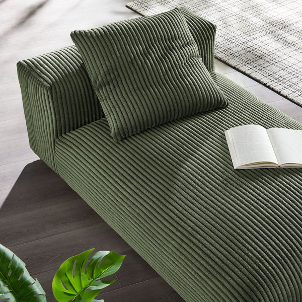 Modway Furniture Solace Modular Corduroy Armless Chaise Lounge – Versatile and Cozy Seating for Any Space Fern EEI-6886-FRN