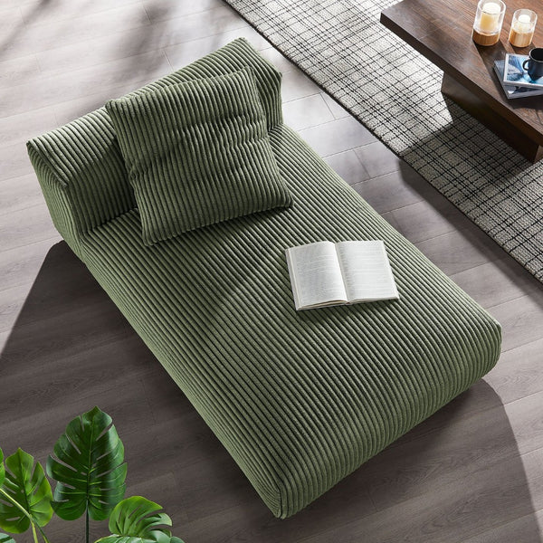 Modway Furniture Solace Modular Corduroy Armless Chaise Lounge – Versatile and Cozy Seating for Any Space Fern EEI-6886-FRN