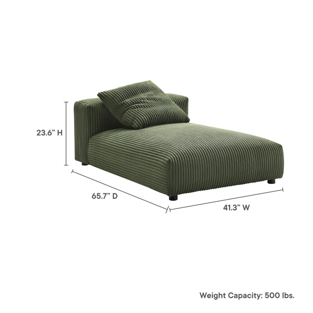 Modway Furniture Solace Modular Corduroy Armless Chaise Lounge – Versatile and Cozy Seating for Any Space Fern EEI-6886-FRN