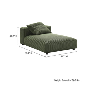 Modway Furniture Solace Modular Corduroy Armless Chaise Lounge – Versatile and Cozy Seating for Any Space Fern EEI-6886-FRN