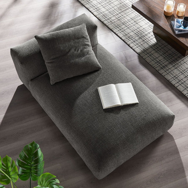 Modway Furniture Solace Modular Upholstered Armless Chaise Lounge – Contemporary Comfort for Flexible Living Spaces Charcoal EEI-6887-CHA