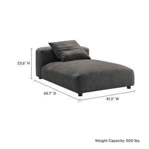 Modway Furniture Solace Modular Upholstered Armless Chaise Lounge – Contemporary Comfort for Flexible Living Spaces Charcoal EEI-6887-CHA