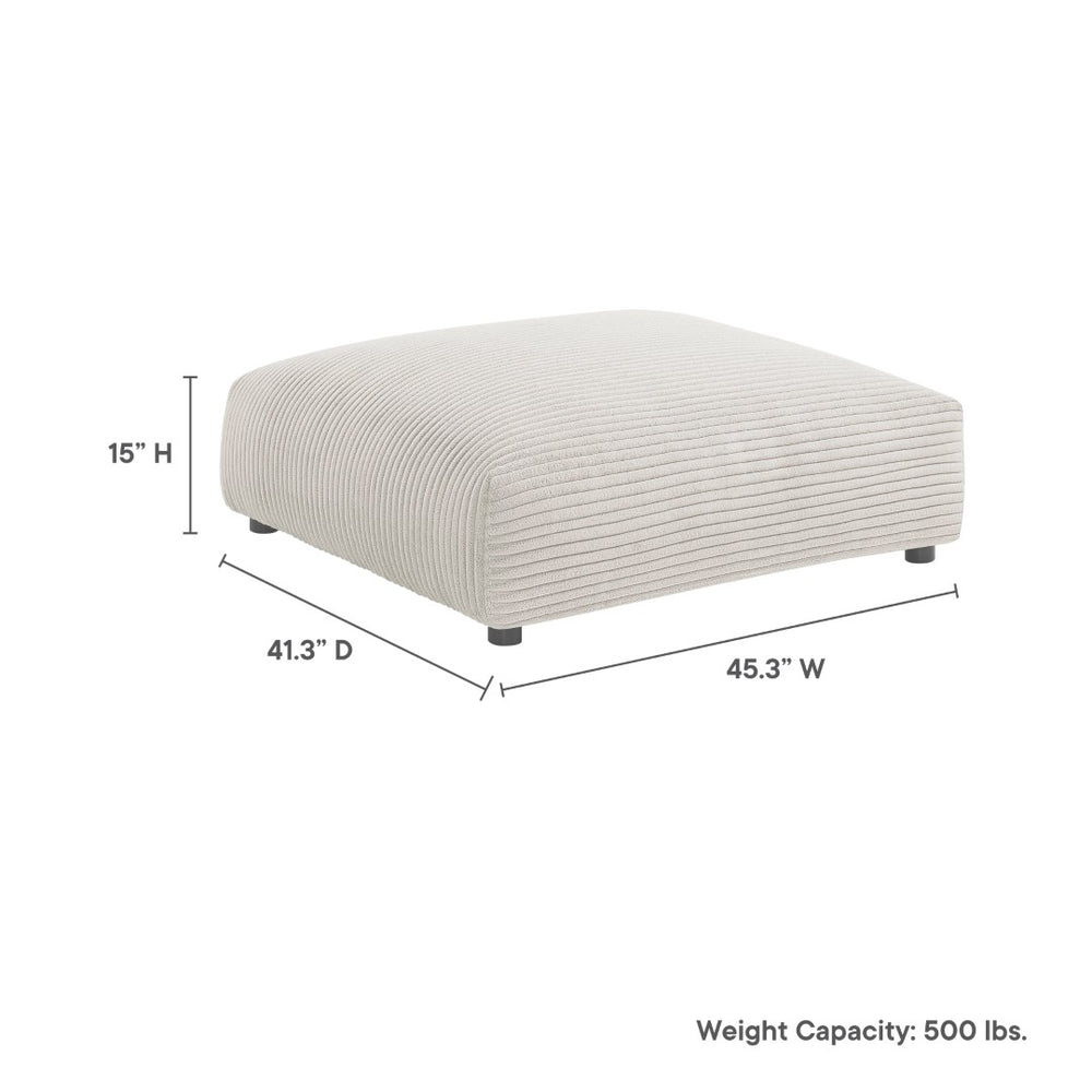 Modway Furniture Solace Modular Corduroy Ottoman - Versatile Seating and Coffee Table for Modern Living Spaces Almond EEI-6888-ALM