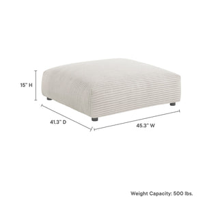 Modway Furniture Solace Modular Corduroy Ottoman - Versatile Seating and Coffee Table for Modern Living Spaces Almond EEI-6888-ALM