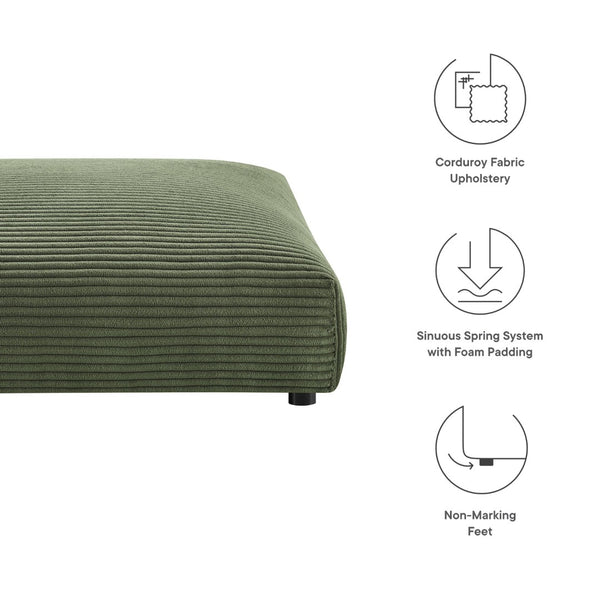Modway Furniture Solace Modular Corduroy Ottoman - Versatile Seating and Coffee Table for Modern Living Spaces Fern EEI-6888-FRN