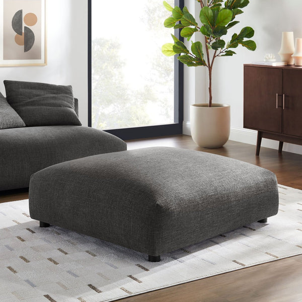 Modway Furniture Solace Modular Upholstered Ottoman - Versatile Comfort for Stylish Living Spaces and Flexible Use Charcoal EEI-6889-CHA