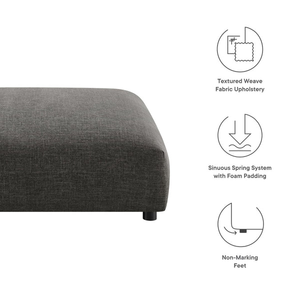 Modway Furniture Solace Modular Upholstered Ottoman - Versatile Comfort for Stylish Living Spaces and Flexible Use Charcoal EEI-6889-CHA
