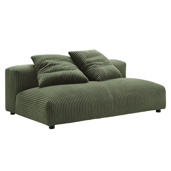 Modway Furniture Solace 4-Piece Modular Corduroy Sectional Sofa with Ottoman for Versatile Living Room Comfort Fern EEI-7032-FRN