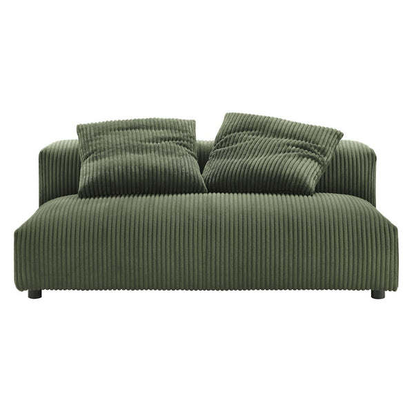 Modway Furniture Solace Modular Corduroy Armless Loveseat – Versatile, Cozy Seating for Modern Living Spaces Fern EEI-6890-FRN