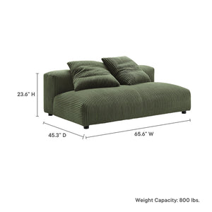 Modway Furniture Solace Modular Corduroy Armless Loveseat – Versatile, Cozy Seating for Modern Living Spaces Fern EEI-6890-FRN
