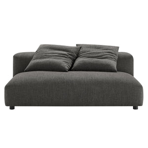 Modway Furniture Solace Modular Upholstered Armless Loveseat and Ottoman Set - Cozy, Versatile Seating for Any Space Charcoal EEI-7031-CHA