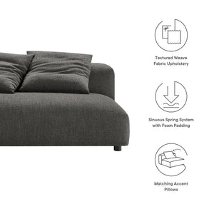 Modway Furniture Solace Modular Upholstered Armless Loveseat - Versatile Comfort for Modern Living Spaces & Decor Charcoal EEI-6891-CHA