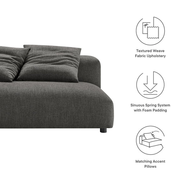 Modway Furniture Solace Modular Upholstered Armless Loveseat - Versatile Comfort for Modern Living Spaces & Decor Charcoal EEI-6891-CHA