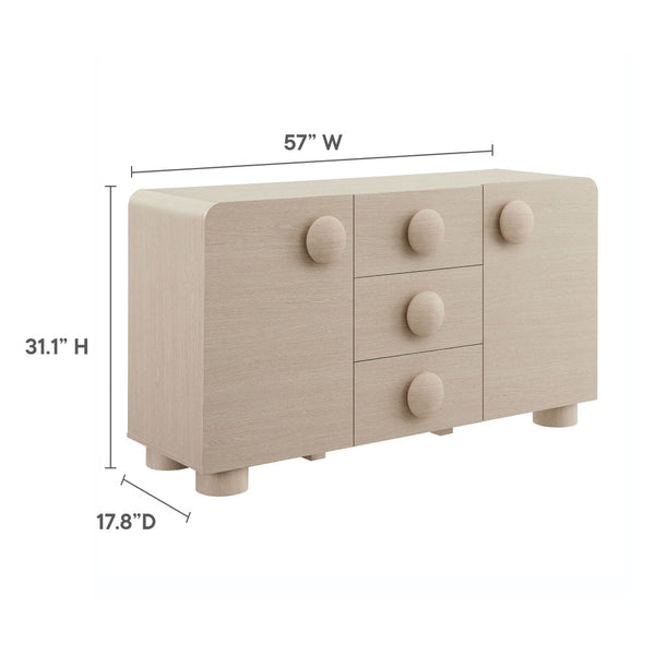 Modway Furniture Sonnet 57" Curved Sideboard Storage Cabinet - Retro-Inspired Design for Modern Spaces, Durable Finish Ash EEI-6892-ASH