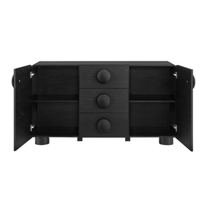 Modway Furniture Sonnet 57" Curved Sideboard Storage Cabinet - Retro-Inspired Design for Modern Spaces, Durable Finish Black EEI-6892-BLK