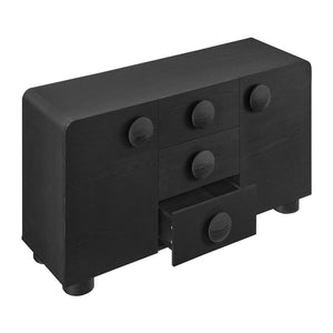 Modway Furniture Sonnet 57" Curved Sideboard Storage Cabinet - Retro-Inspired Design for Modern Spaces, Durable Finish Black EEI-6892-BLK