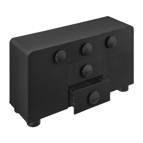 Modway Furniture Sonnet 57" Curved Sideboard Storage Cabinet - Retro-Inspired Design for Modern Spaces, Durable Finish Black EEI-6892-BLK