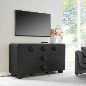 Modway Furniture Sonnet 57" Curved Sideboard Storage Cabinet - Retro-Inspired Design for Modern Spaces, Durable Finish Black EEI-6892-BLK