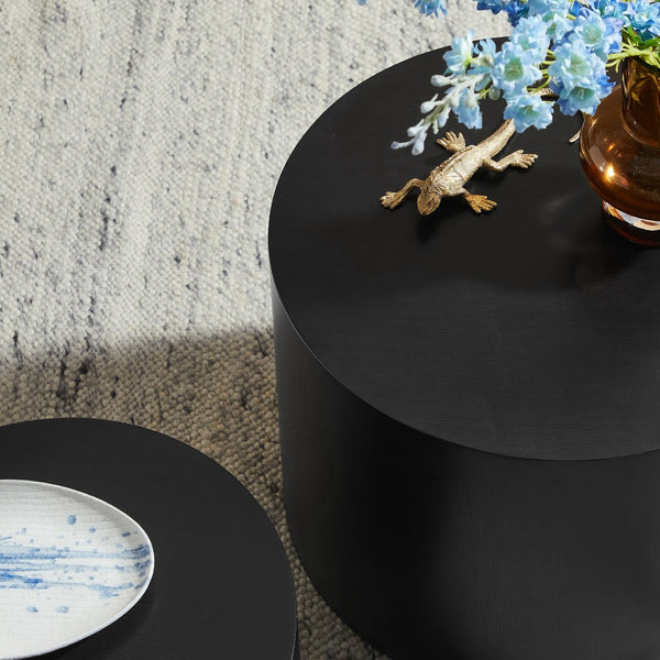 Modway Furniture Amani Round Nesting Coffee Tables Set - Modern Design for Versatile Living Room Use and Style Black EEI-6893-BLK