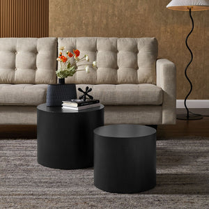 Modway Furniture Amani Round Nesting Coffee Tables Set - Modern Design for Versatile Living Room Use and Style Black EEI-6893-BLK