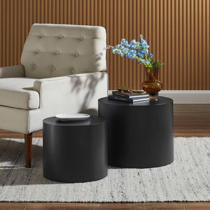 Modway Furniture Amani Round Nesting Coffee Tables Set - Modern Design for Versatile Living Room Use and Style Black EEI-6893-BLK