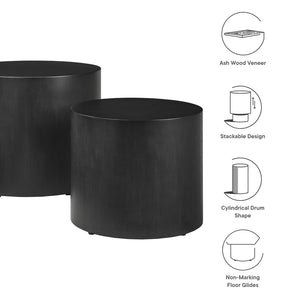 Modway Furniture Amani Round Nesting Coffee Tables Set - Modern Design for Versatile Living Room Use and Style Black EEI-6893-BLK