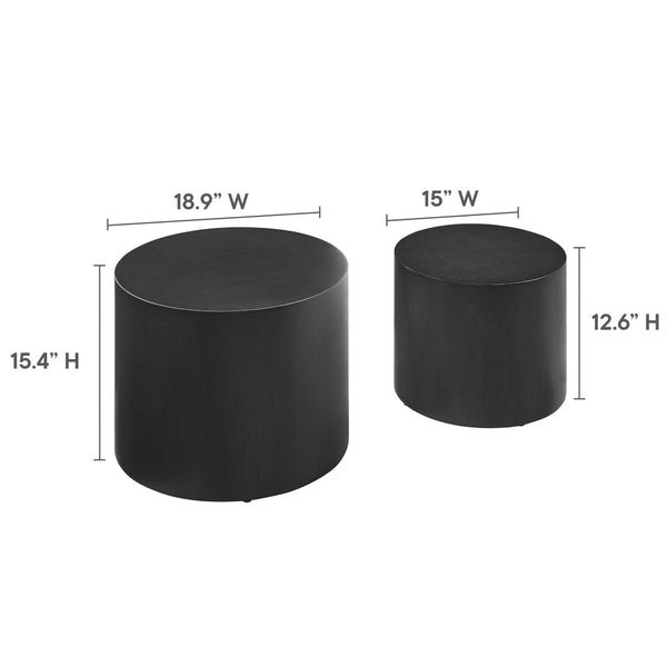 Modway Furniture Amani Round Nesting Coffee Tables Set - Modern Design for Versatile Living Room Use and Style Black EEI-6893-BLK