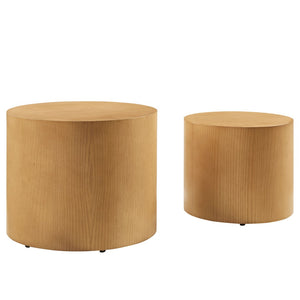 Modway Furniture Amani Round Nesting Coffee Tables Set - Modern Design for Versatile Living Room Use and Style Natural EEI-6893-NAT