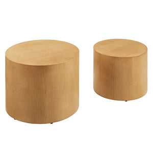 Modway Furniture Amani Round Nesting Coffee Tables Set - Modern Design for Versatile Living Room Use and Style Natural EEI-6893-NAT