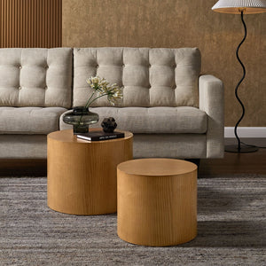 Modway Furniture Amani Round Nesting Coffee Tables Set - Modern Design for Versatile Living Room Use and Style Natural EEI-6893-NAT