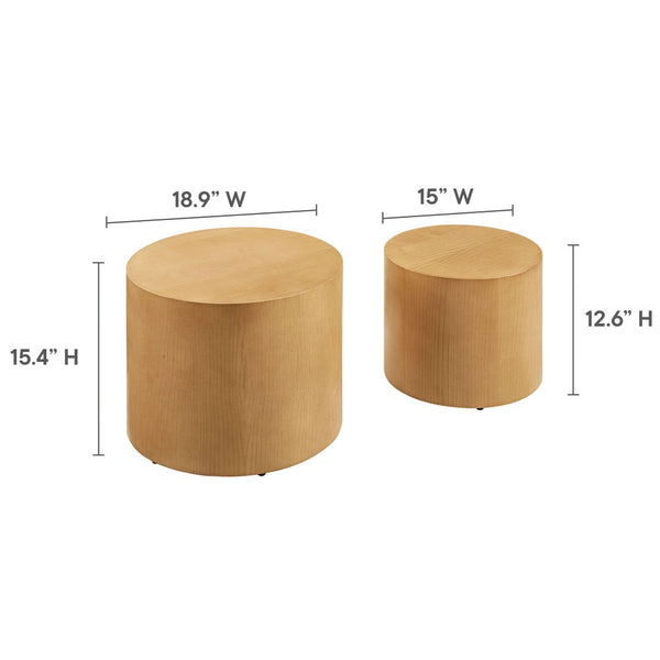 Modway Furniture Amani Round Nesting Coffee Tables Set - Modern Design for Versatile Living Room Use and Style Natural EEI-6893-NAT
