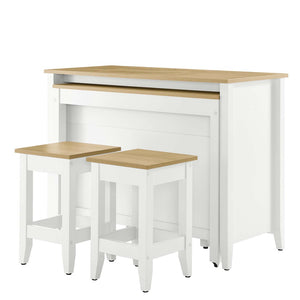 Modway Furniture Farmstead 3-Piece Kitchen Island and Stool Set - Versatile Oak White with Butcher Block Style Charm EEI-6895-OAK-WHI