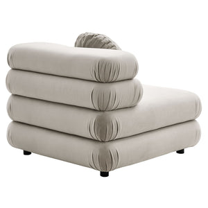 Modway Furniture Jubilee Modway Modular Velvet Armless Lounge Chair with Tufted Cushions for Living Room Almond EEI-6896-ALM