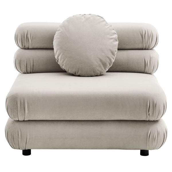 Modway Furniture Jubilee Modway Modular Velvet Armless Lounge Chair with Tufted Cushions for Living Room Almond EEI-6896-ALM
