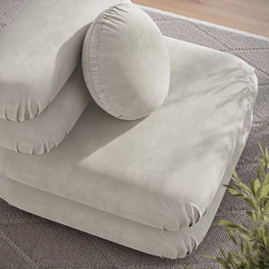Modway Furniture Jubilee Modway Modular Velvet Armless Lounge Chair with Tufted Cushions for Living Room Almond EEI-6896-ALM