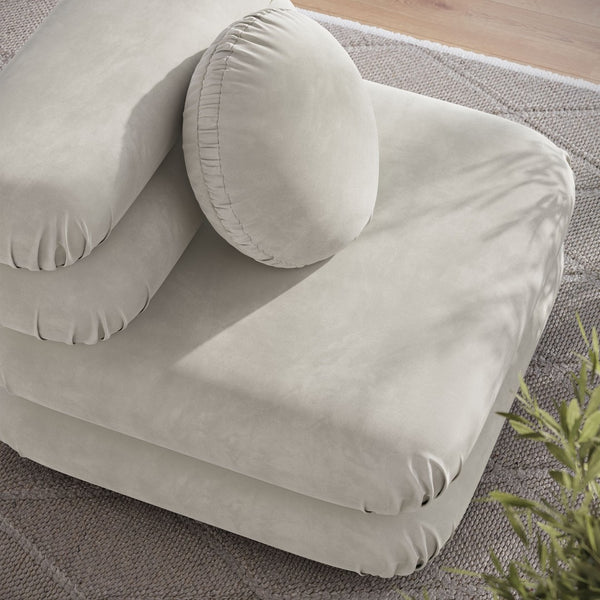 Modway Furniture Jubilee Modway Modular Velvet Armless Lounge Chair with Tufted Cushions for Living Room Almond EEI-6896-ALM