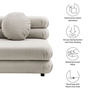 Modway Furniture Jubilee Modway Modular Velvet Armless Lounge Chair with Tufted Cushions for Living Room Almond EEI-6896-ALM