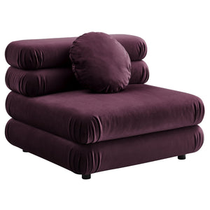 Modway Furniture Jubilee Modway Four Piece Velvet Sectional with Tufted Cushions for Modern Living Mulberry EEI-7004-MUL