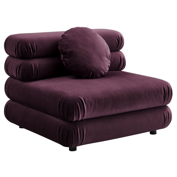 Modway Furniture Jubilee Modway Four Piece Velvet Sectional with Tufted Cushions for Modern Living Mulberry EEI-7004-MUL