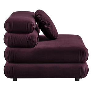 Modway Furniture Jubilee Mid-century Tufted Performance Velvet Modular Sectional for Modern Living Rooms Mulberry EEI-7005-MUL