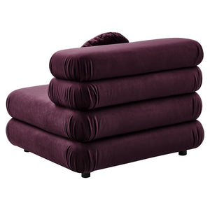 Modway Furniture Jubilee Modway Modular Velvet Armless Lounge Chair with Tufted Cushions for Living Room Mulberry EEI-6896-MUL