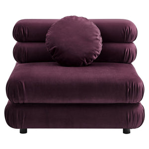 Modway Furniture Jubilee Modway Velvet Sectional Three Piece Modular Sofa with Tufted Retro Cushions Mulberry EEI-7003-MUL