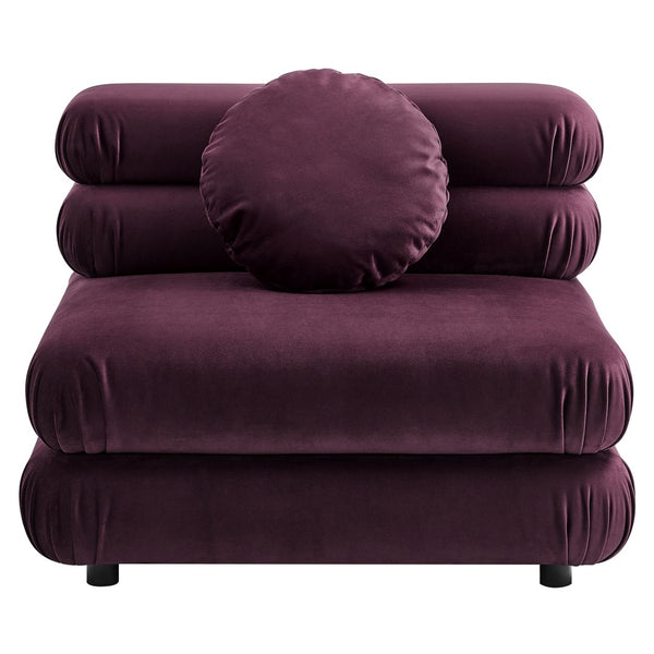 Modway Furniture Jubilee Modway Velvet Sectional Three Piece Modular Sofa with Tufted Retro Cushions Mulberry EEI-7003-MUL